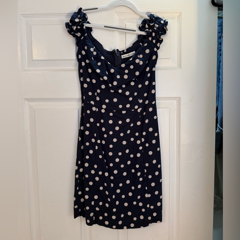 Abercrombie & Fitch Midnight Blue Polka Dot Midi Dress